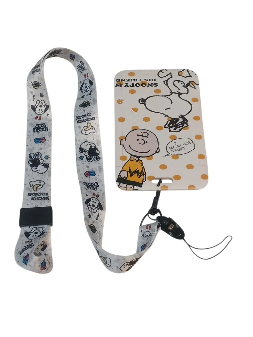 Peanuts - NWT, Snoopy & Charlie Brown Lanyard, Adjustable Strap, See Thru ID...